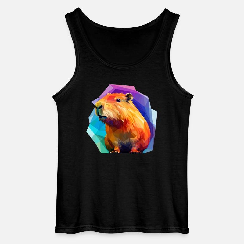 Capybara Low Polygon Design - Gildan Men’s Tank Top - black