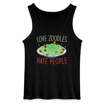Zoodles Zucchini Pasta Saying - Gildan Men’s Tank Top - black - Front - AI Model Male 185 dark (185cm)