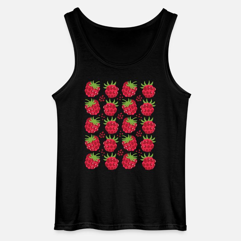 Raspberry Berries Fruit Pattern - Gildan Men’s Tank Top - black