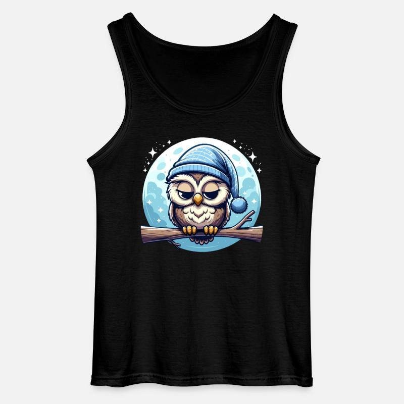 Eule Schlummertrunk Schlafeule Mond - Gildan Männer Tank Top - Schwarz