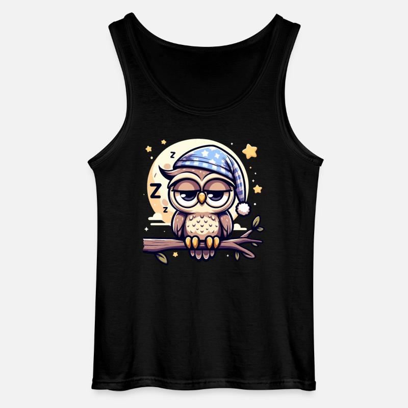 Eule Schlummertrunk Schlafeule Vollmond - Gildan Männer Tank Top - Schwarz