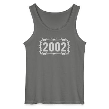 Birthday Vintage 2002 Barbed Wire - Gildan Men’s Tank Top - charcoal grey - Front - AI Model Male 185 dark (185cm)