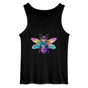 Colorful bee with rainbow wings - Gildan Men’s Tank Top - black - Front - AI Model Male 185 dark (185cm)