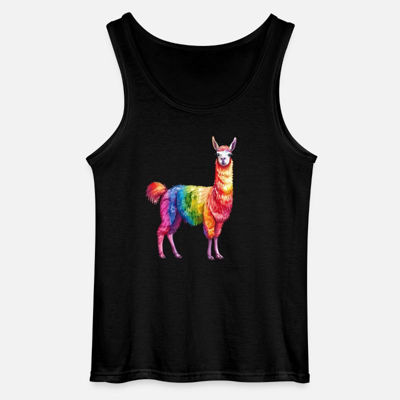 Buntes Regenbogen Lama - Gildan Männer Tank Top - Schwarz