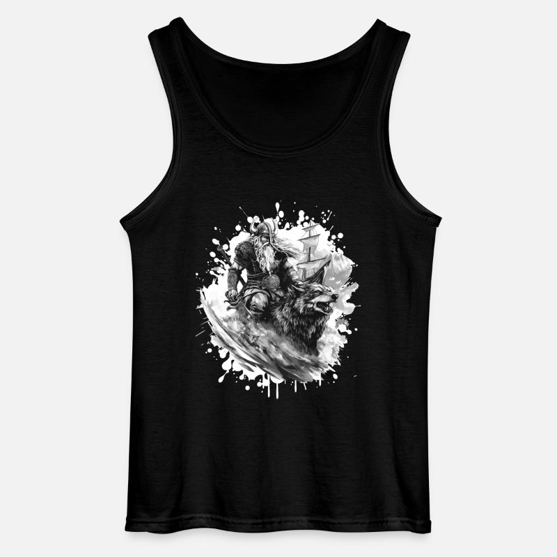 Wikinger Wolf Krieger Valhalla - Gildan Männer Tank Top - Schwarz
