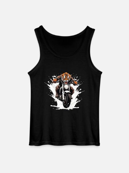 Tiger Motorcycle Rider - Gildan Men’s Tank Top - black