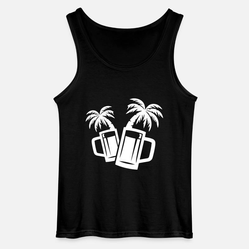 Bier Strand Palmen - Gildan Männer Tank Top - Schwarz