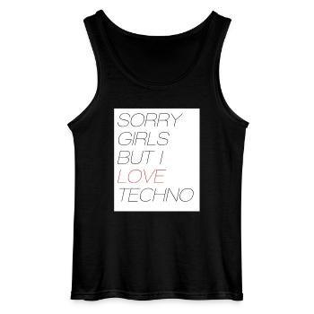 SORRY GIRLS BUT I LOVE TECHNO - Gildan Männer Tank Top - Schwarz - Vorne - AI Model Male 185 dark (185cm)