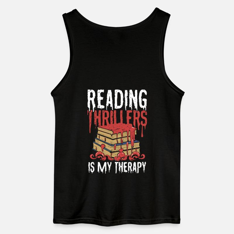 Reading Thrillers Is My Therapy - Gildan Männer Tank Top - Schwarz