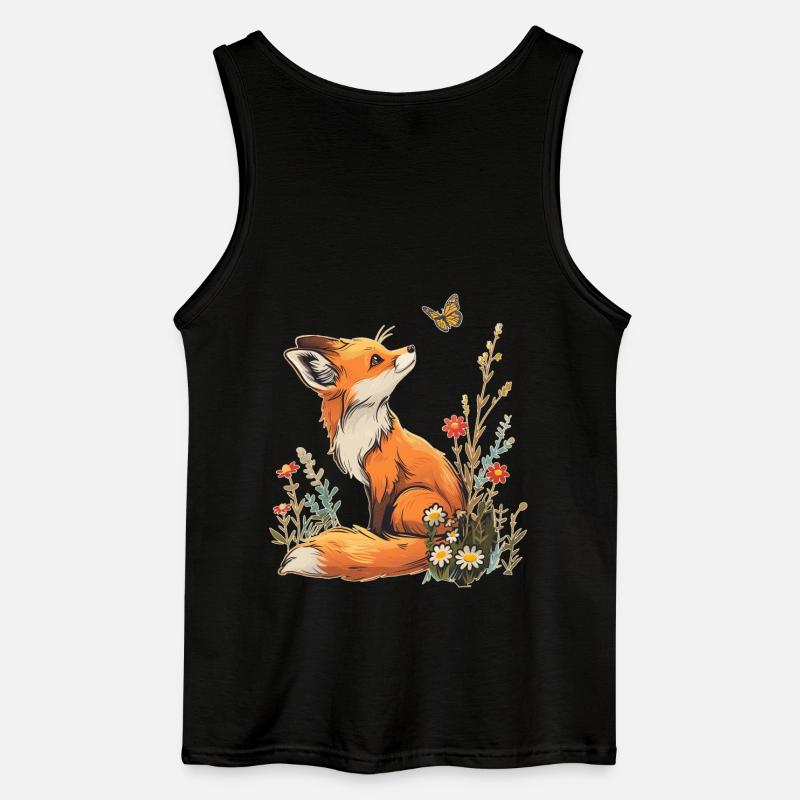 Fuchs und Schmetterling - Gildan Männer Tank Top - Schwarz