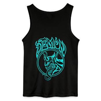 BLAUER Dämon – Höllische Strichzeichnung Illustration - Gildan Männer Tank Top - Schwarz - Hinten - AI Model Male 185 dark (185cm)