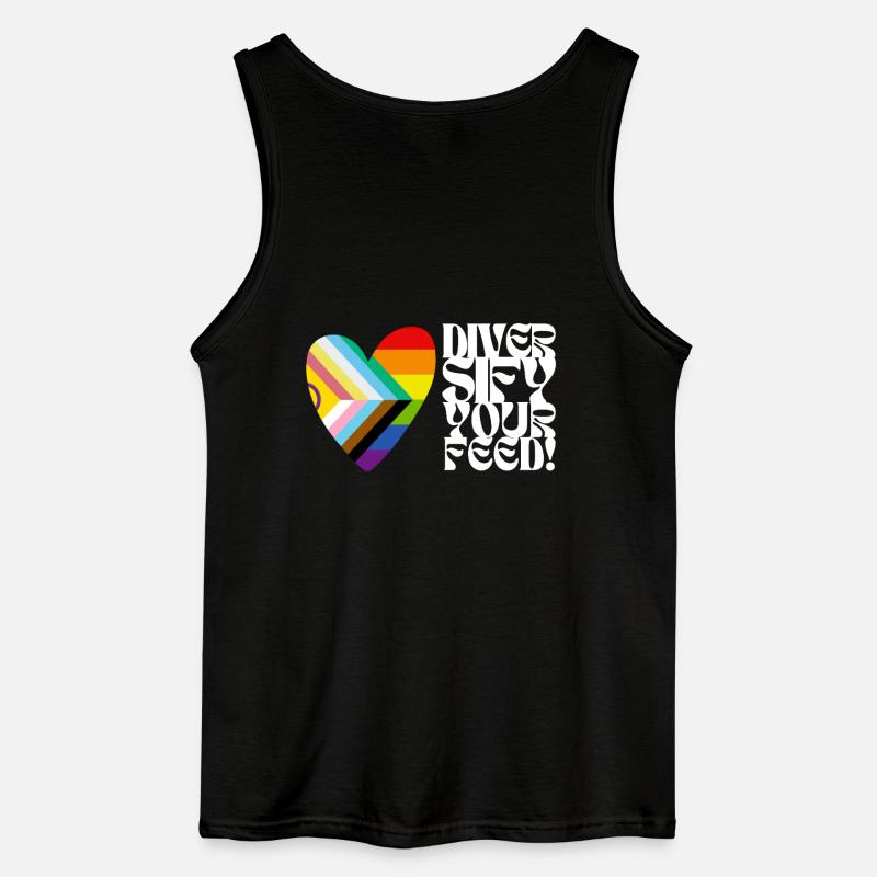 🌈♿ Diversify Your Feed–Progress Pride&Disability - Gildan Men’s Tank Top - black