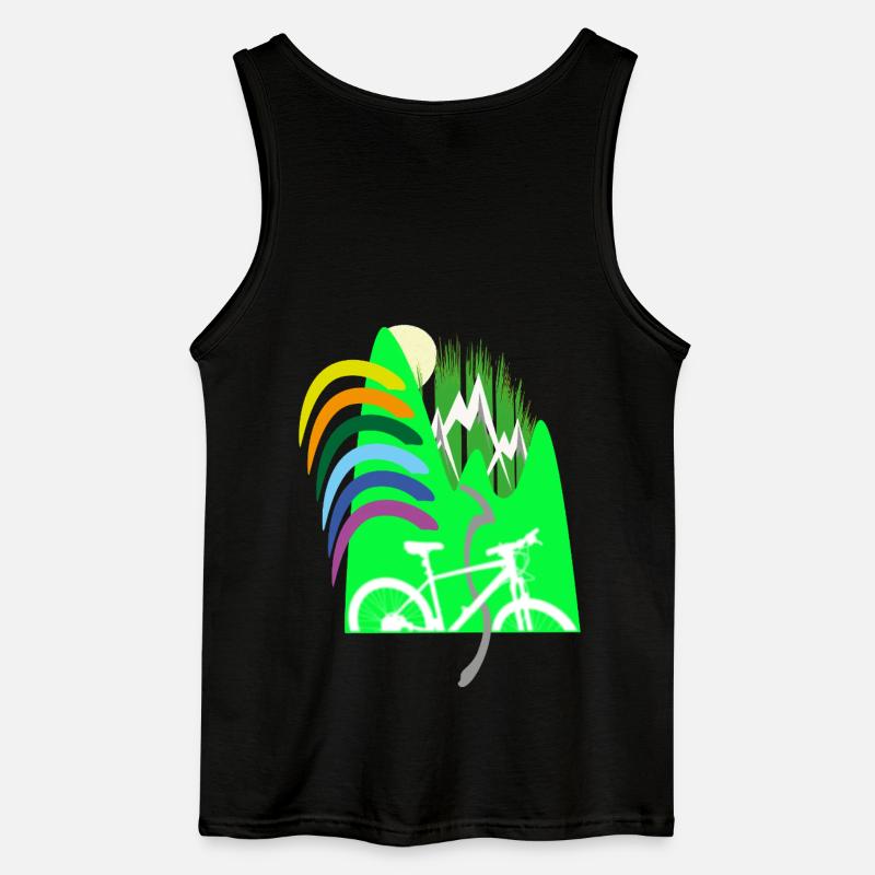 Cycle path mountains rainbow - Gildan Men’s Tank Top - black