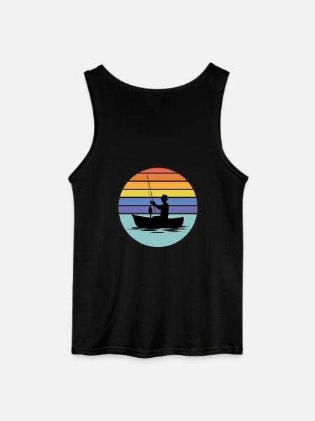 fishing, fisherman, fishing rod - Gildan Men’s Tank Top - black