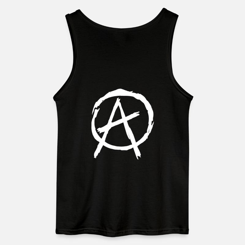 Anarchy Symbol in Circle - White - Gildan Men’s Tank Top - black