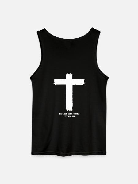 Kreuz - Hän antoi kaikkensa – elän hänelle - Gildan miesten tanktoppi - musta