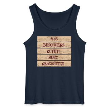 Spruch Design Aus besonders gutem Holz geschnitzt  - Gildan Männer Tank Top - Navy - Vorne - AI Model Male 185 dark (185cm)