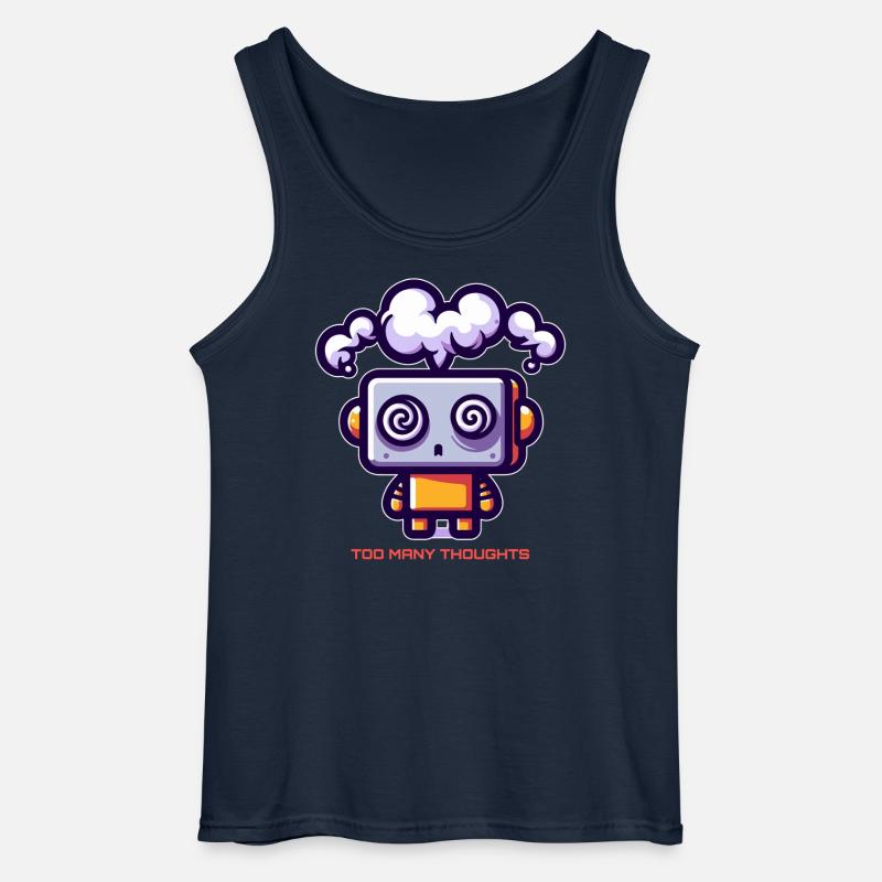 Too Many Thoughts Robot - Gildan Men’s Tank Top - navy
