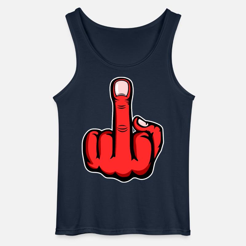 Mittelfinger Stinkefinger Design Rot - Gildan Männer Tank Top - Navy