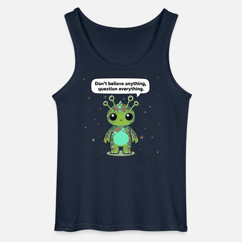 Curious Alien - Statement: Question everything - Gildan Men’s Tank Top - navy