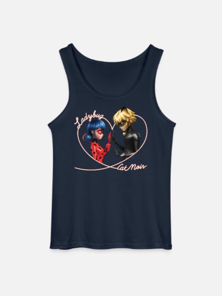 Miraculous Ladybug En Cat Noir Hart - Gildan mannen tanktop - navy