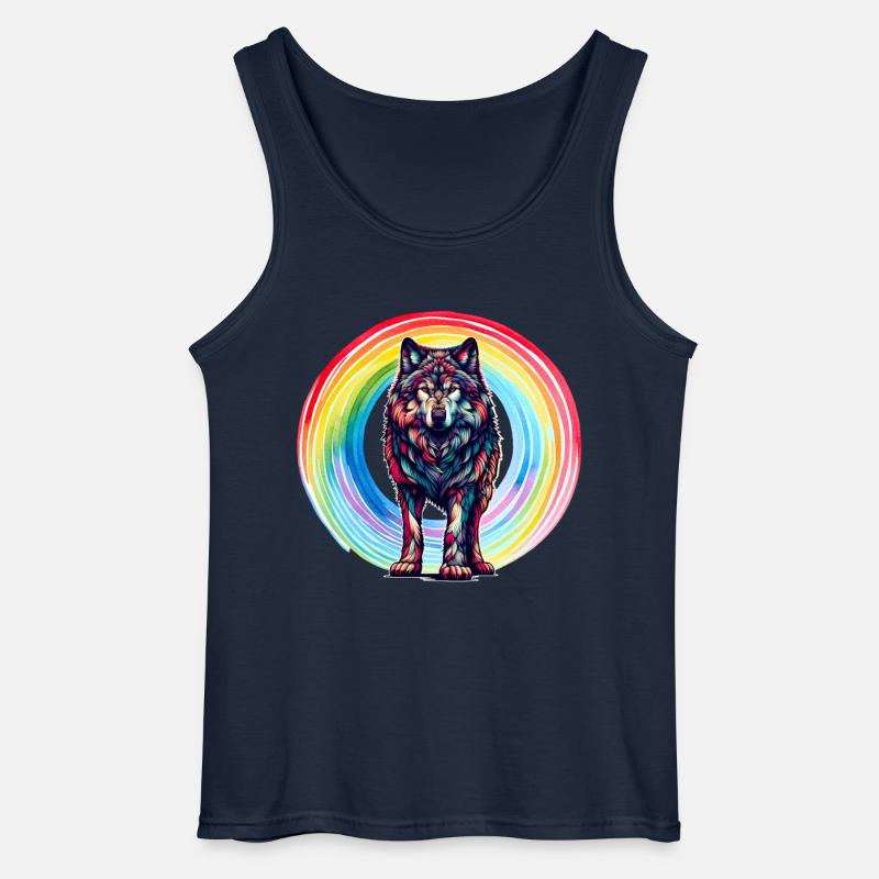 Wolf Wolves Rainbow - Gildan Men’s Tank Top - navy