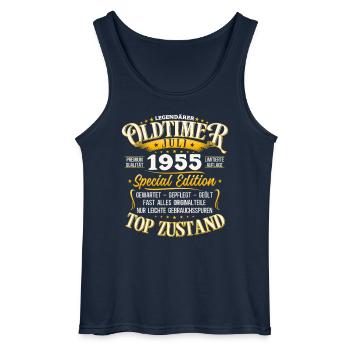 70. Geburtstag Oldtimer Juli Jahrgang 1955 - Gildan Männer Tank Top - Navy - Vorne - AI Model Male 185 dark (185cm)