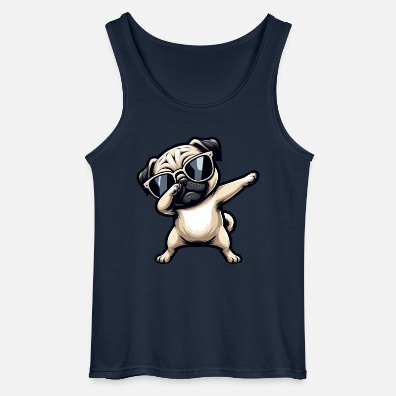 Hund Mops Cool Dab Dabbing - Gildan Männer Tank Top - Navy