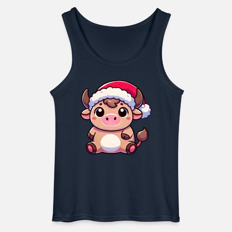 Süße Chibi Weihnachtskuh Cartoon Design - Gildan Männer Tank Top - Navy