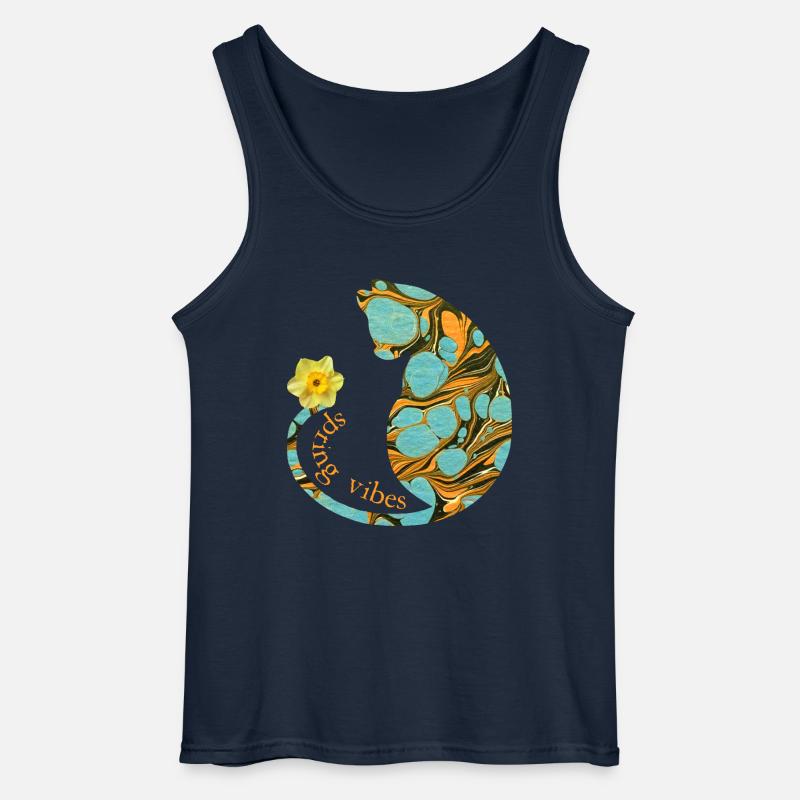 katze mit blume e 204 - Gildan Männer Tank Top - Navy