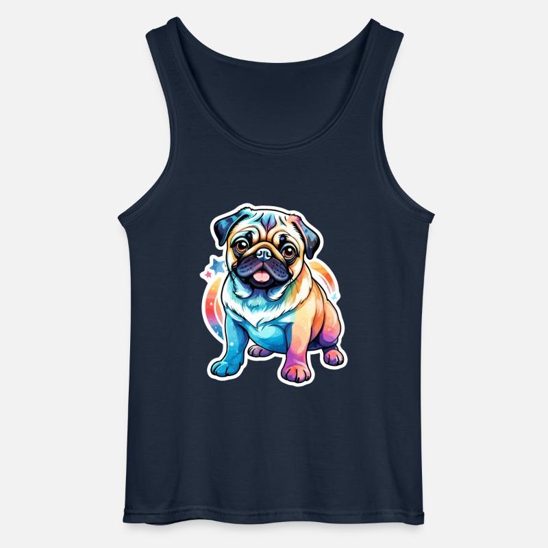 Mops Wasserfarben - Gildan Männer Tank Top - Navy
