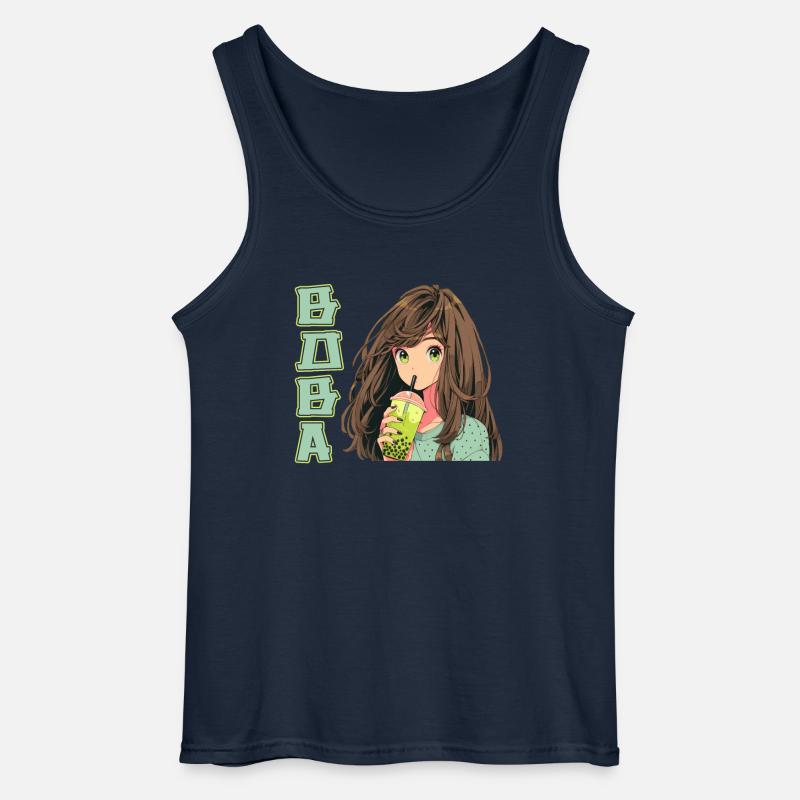 Anime and Boba Bubble Tea - Gildan Männer Tank Top - Navy