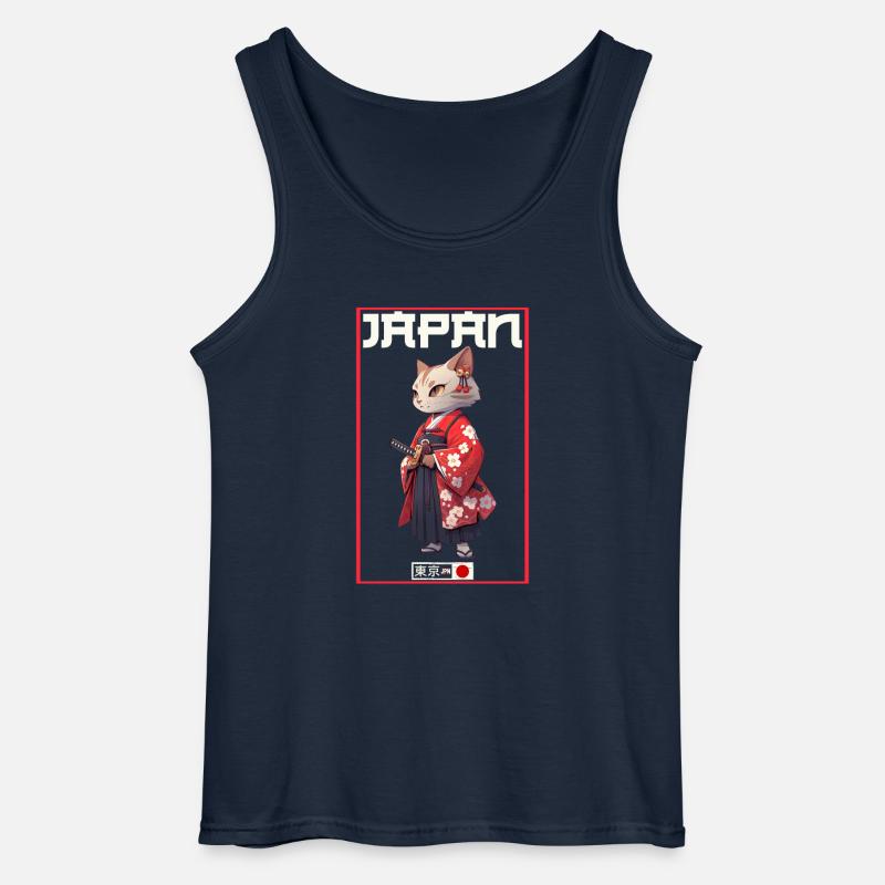 Asien Katze Japanischer Samurais Samurai - Gildan Männer Tank Top - Navy