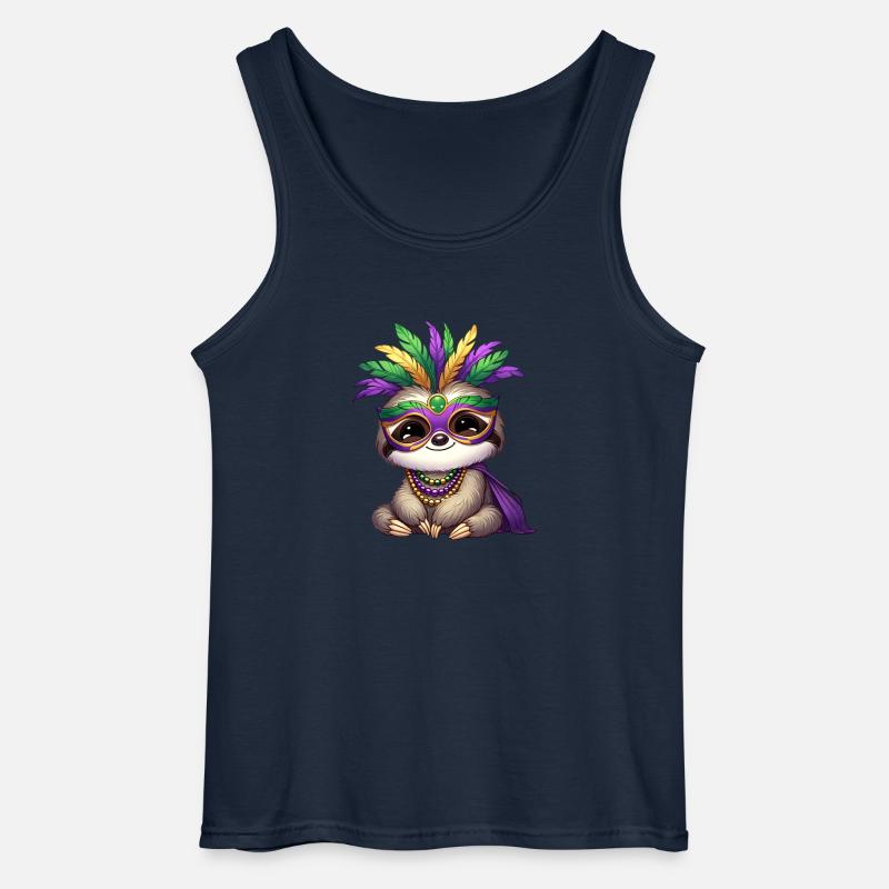 Mardi Gras Sloth Comic Design - Gildan Men’s Tank Top - navy