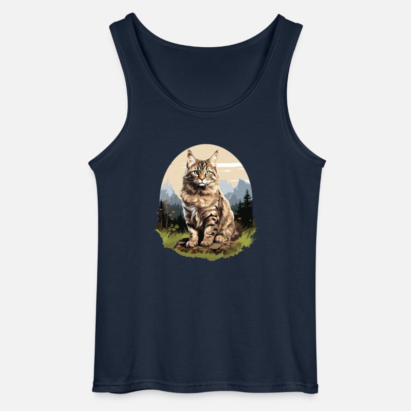 Cat Katzen American Bobtail - Gildan Männer Tank Top - Navy