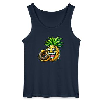 Drôle Ananas Donut Dessin Animé Fruité Sucré Desig - Débardeur Gildan Homme - marine - Devant - AI Model Male 185 dark (185cm)