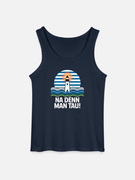 Na denn Man Tau Leuchtturm Maritim Motiv - Gildan tanktop til mænd - marineblå