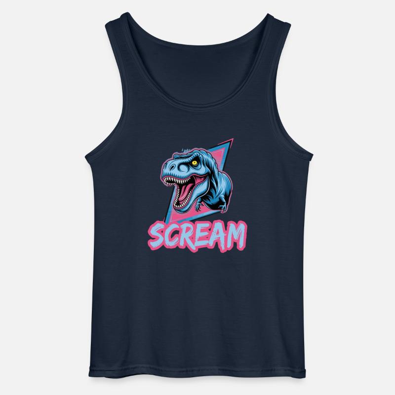 T-Rex Scream Retro Dinosaur Kunst - Gildan Männer Tank Top - Navy