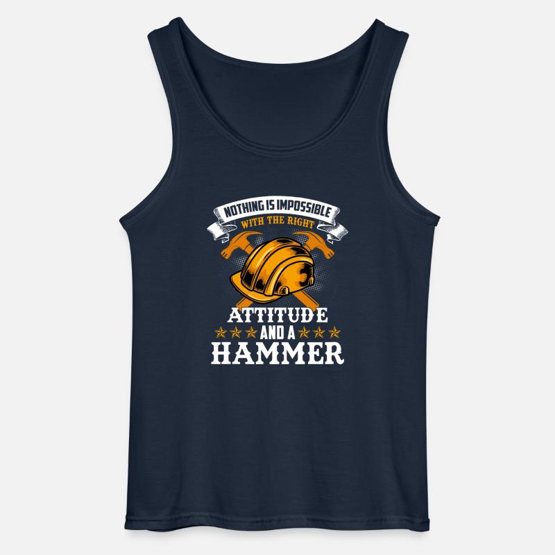 construction worker hammer - Gildan Men’s Tank Top - navy