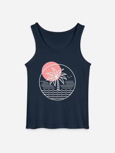 Palm Tree Circle - Gildan Men’s Tank Top - navy