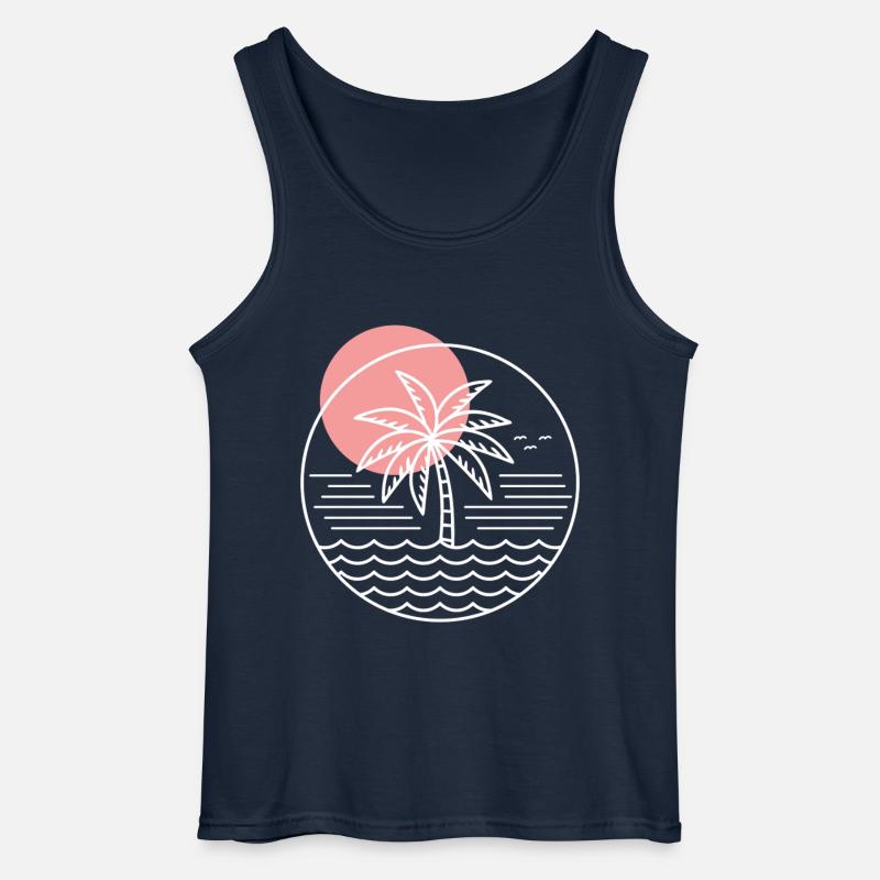 Palm Tree Circle - Gildan Men’s Tank Top - navy