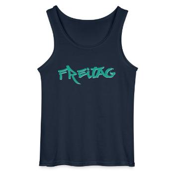 Friday, available every weekday, nettsfetz.de - Gildan Men’s Tank Top - navy - Front - AI Model Male 185 dark (185cm)