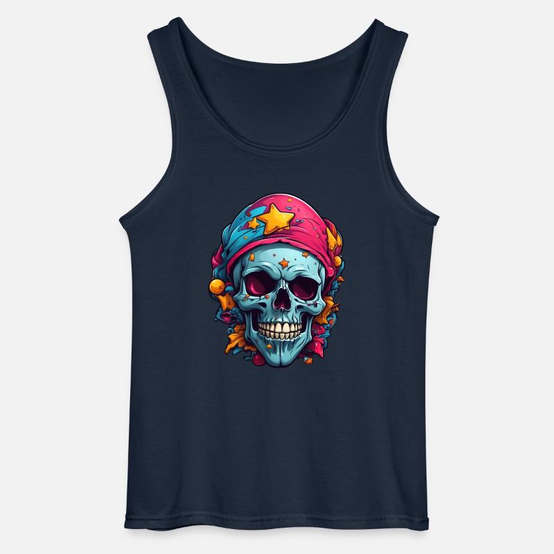 Dekorativer bunter Skull - Gildan Männer Tank Top - Navy
