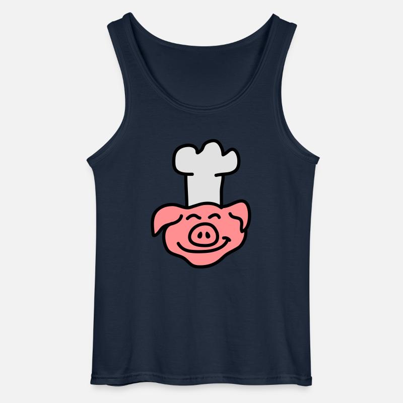 Pig Chef Head - Gildan Männer Tank Top - Navy