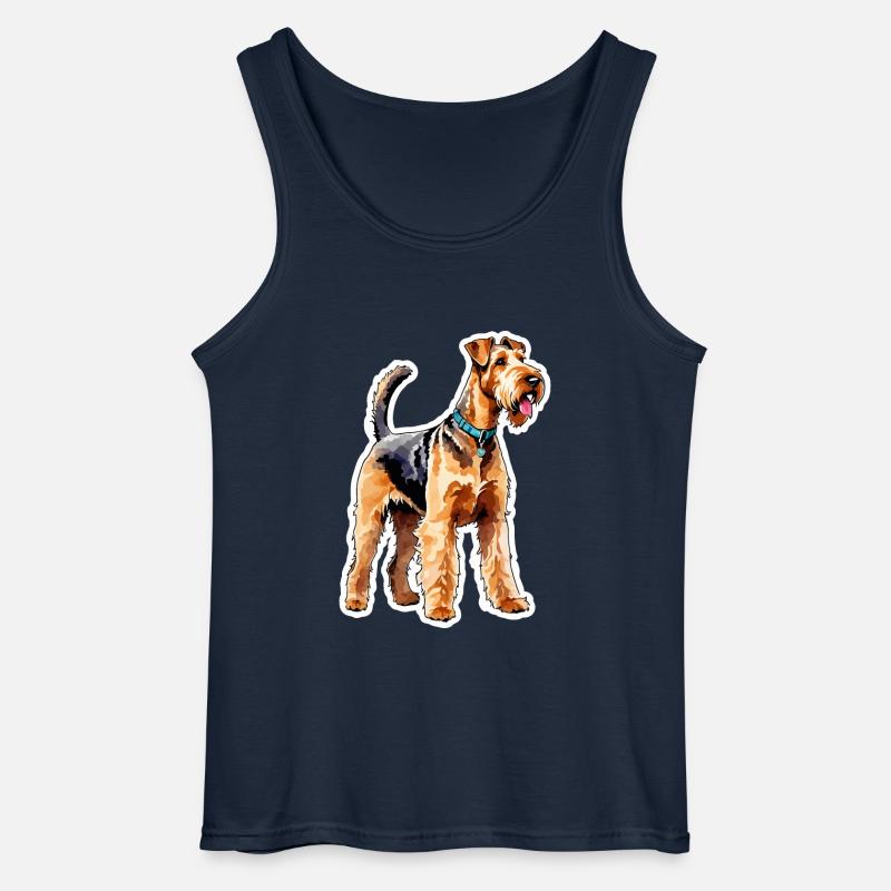 Airedale Terrier Wasserfarben - Gildan Männer Tank Top - Navy