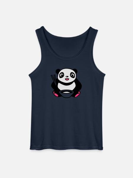 Baby Panda na jedzenia ryżu pałeczkami - Męski tank top Gildan - granatowy