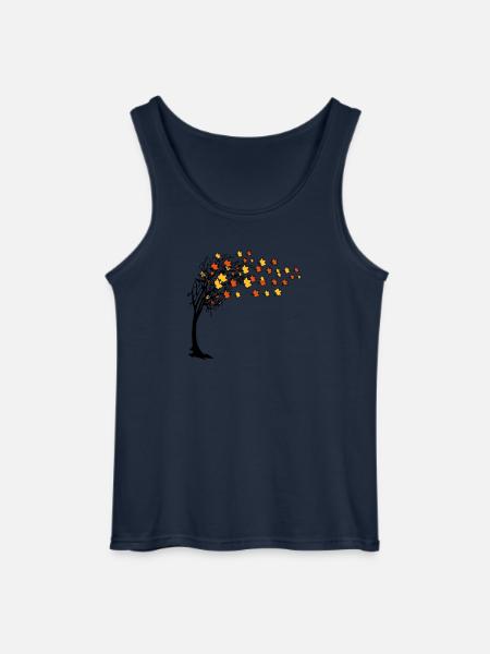Autumn tree leaves - Gildan Men’s Tank Top - navy