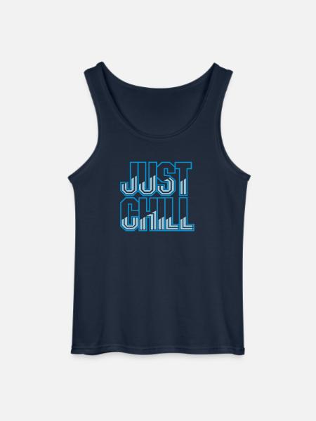 Just Chill Text Logo - Gildan Men’s Tank Top - navy