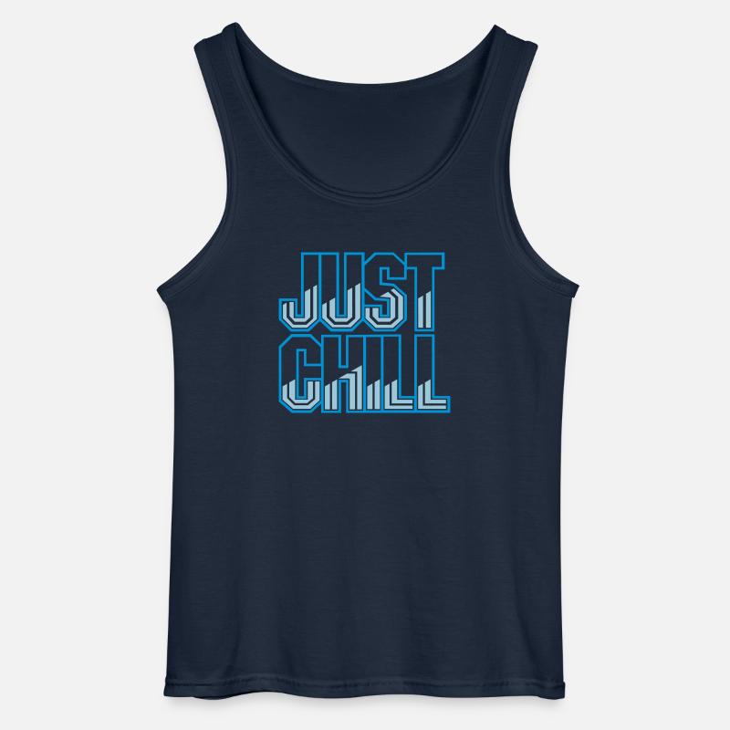 Just Chill Text Logo - Gildan Men’s Tank Top - navy