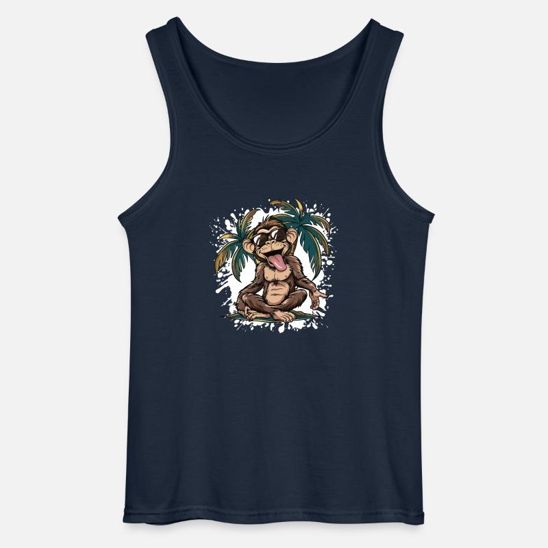 Monkey Island Palm Tree - Gildan Men’s Tank Top - navy